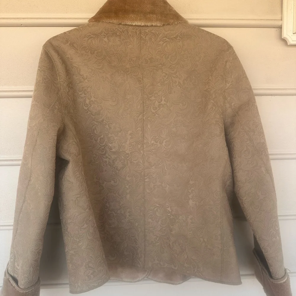 Rena Rowan Beige Teddy Jacket with Faux Fur Collar
